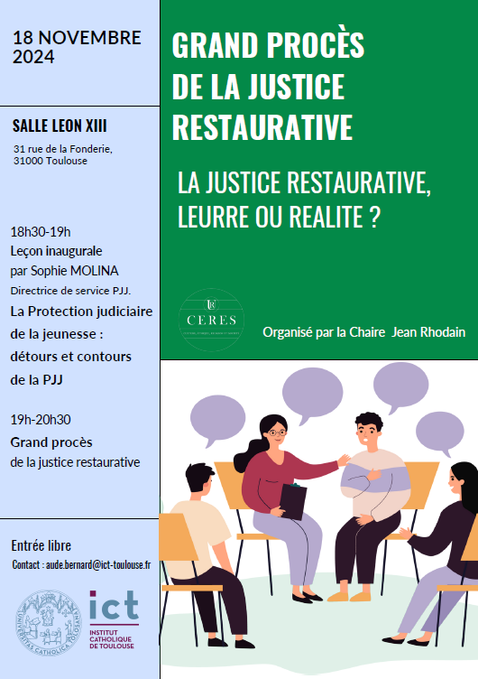 Affiche Grand procès de la justice restaurative ICT